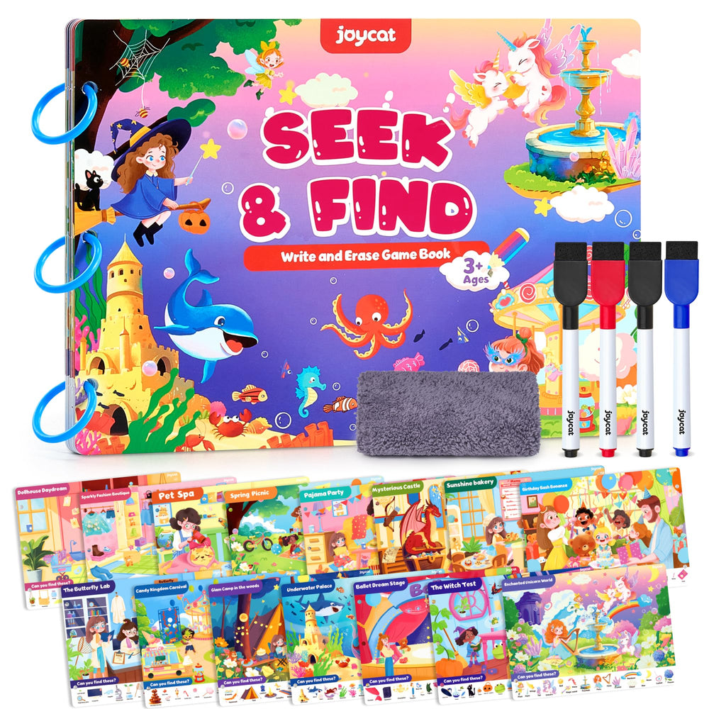 JoyCat Seek and Find Book cover with vivid colors for preschoolers
