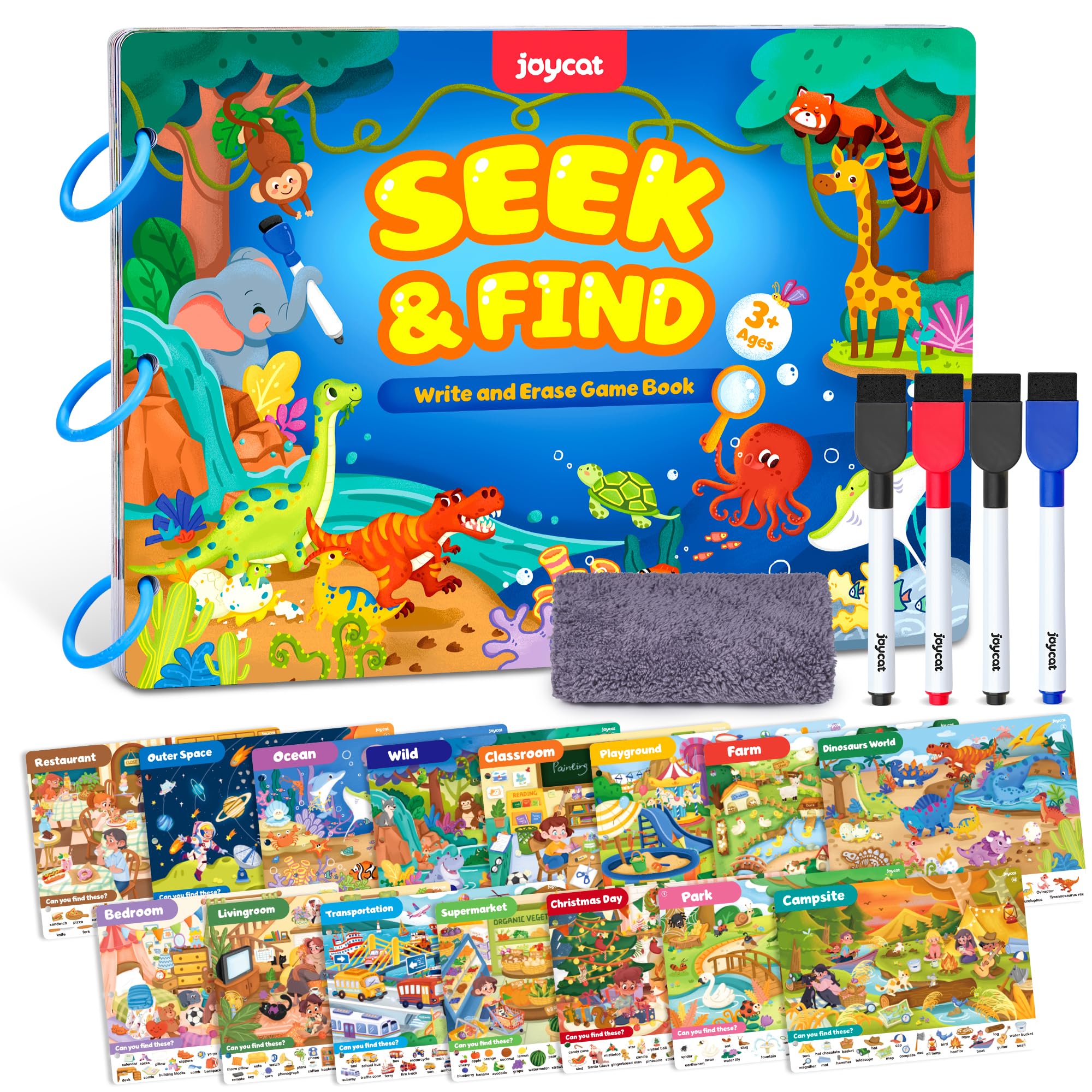 JoyCat Seek & Find Game Book, Dinosaur World: boosts focus during travel