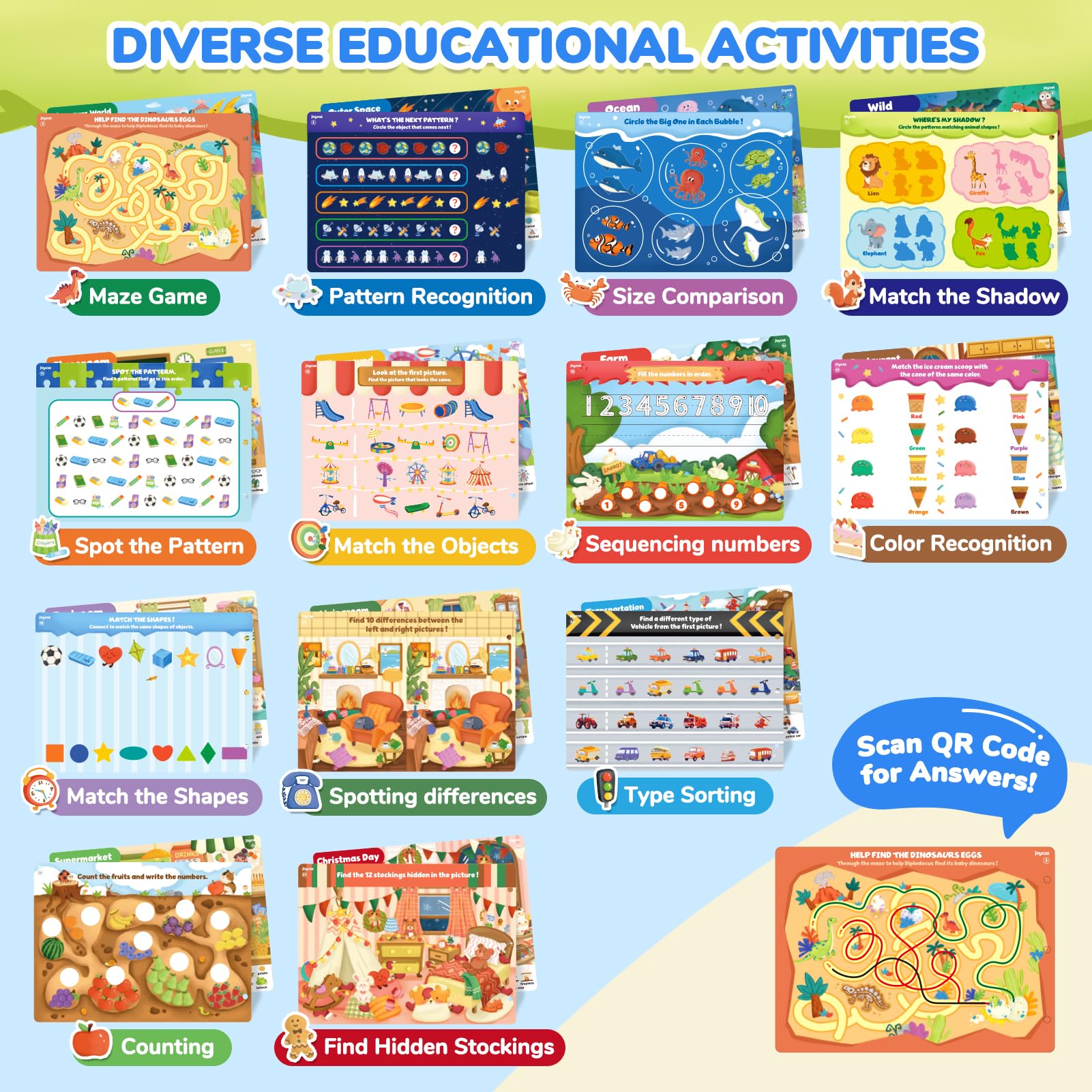 JoyCat Seek & Find Game Book, Farm: supports vocabulary and memory practice