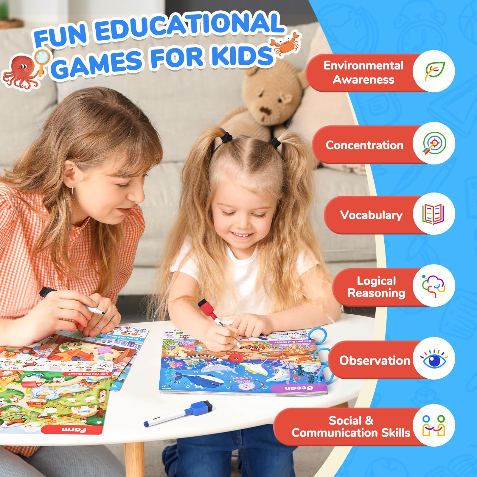 JoyCat Seek & Find Game Book, Road Trip: screen-free entertainment for kids on the go