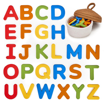 JoyCat silicone alphabet magnets on fridge for engaging letter recognition