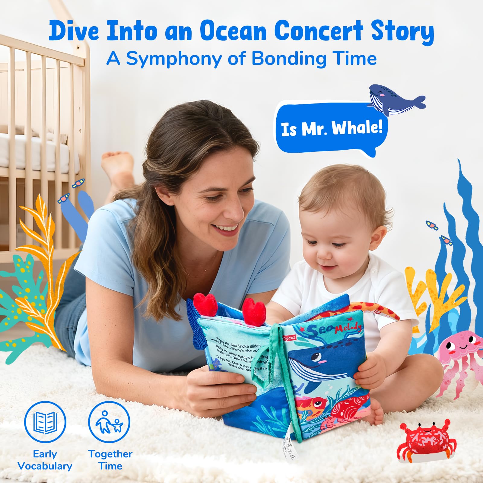 JoyCat Smooth Whale Fins invite soft touches on a coastal playset.