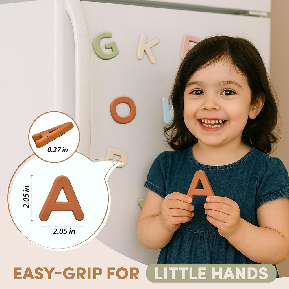 JoyCat soft-rounded letters with muted tones feel safe for toddlers.