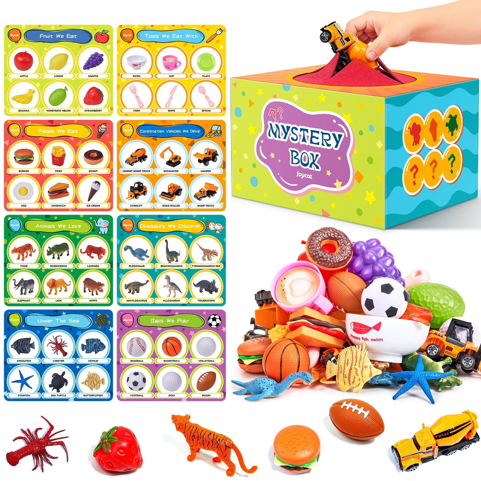 JoyCat sorting toys with 48 objects for tactile sorting and early cognitive engagement.
