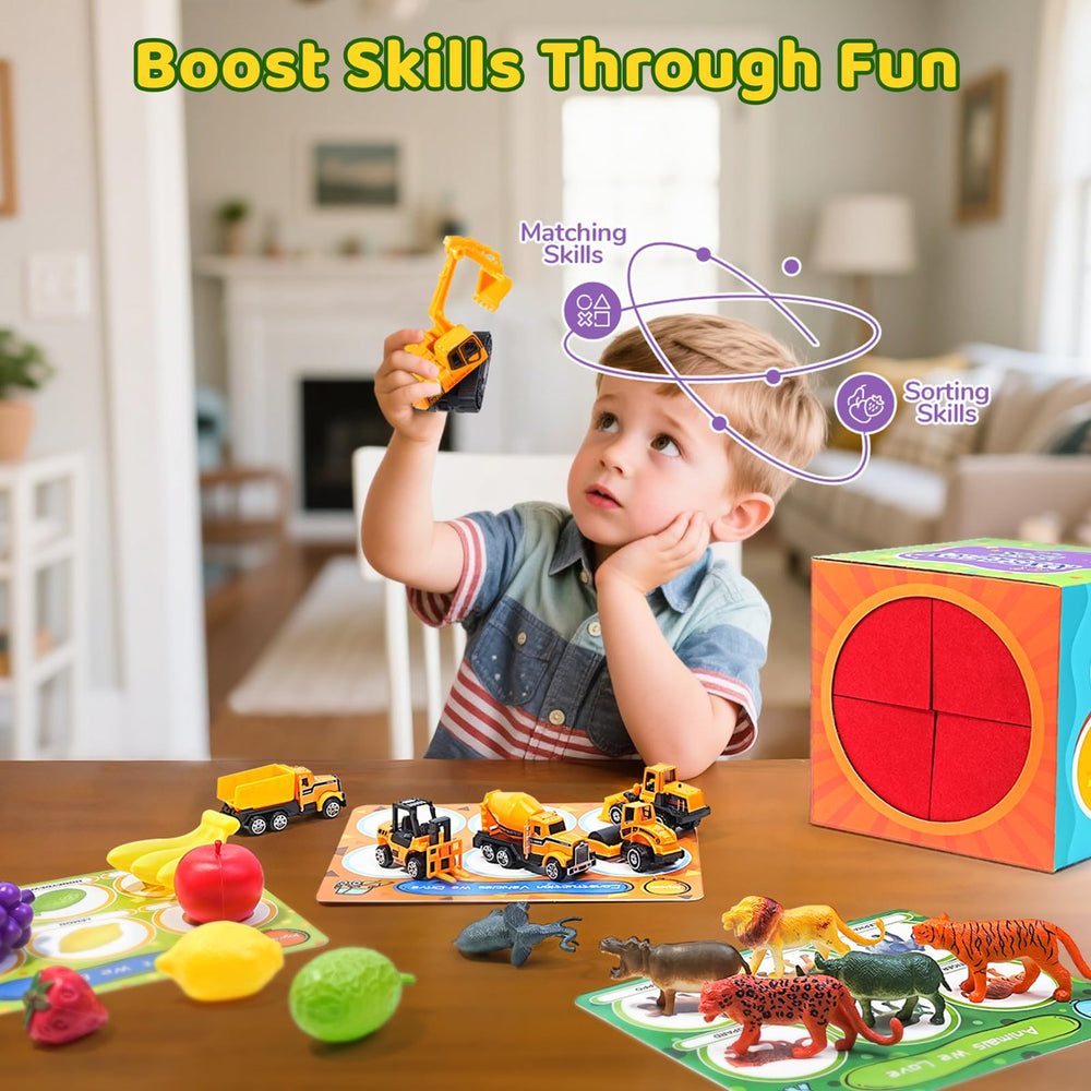 JoyCat sorting toys features small pieces sized for easy grasp and manipulation.