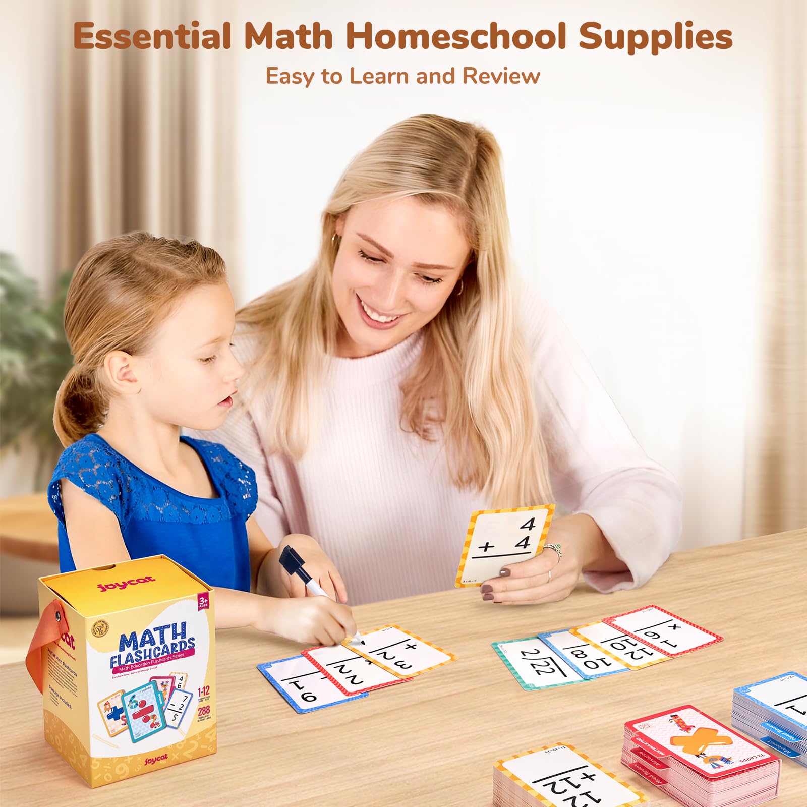 JoyCat subtraction flash cards: readable numbers for mental math.