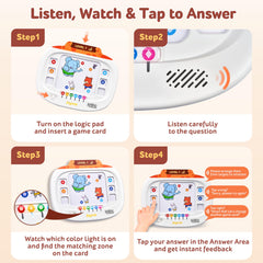 JoyCat tablet color lights guide kids toward correct matching zones during play.
