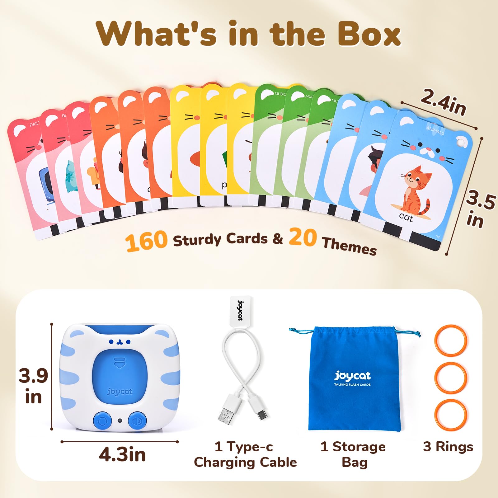 JoyCat Talking Flash Cards 5-layer protection ensures durable, spill-resistant cards.