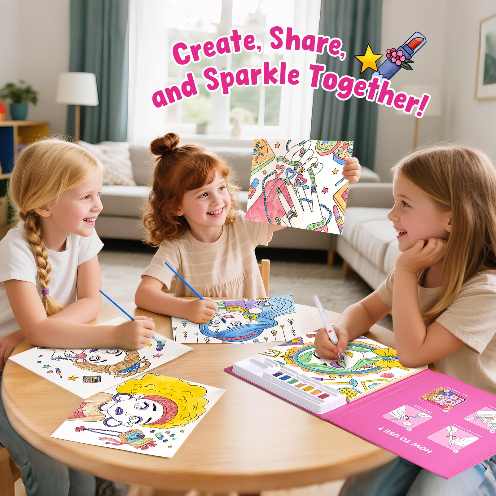 JoyCat thick-paper color-bleed-proof pages prevent watercolor bleed-through.