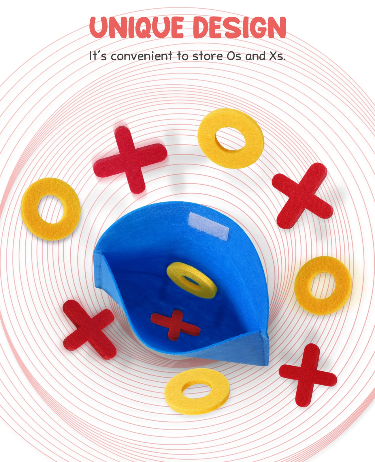 JoyCat Tic Tac Toe durable felt material withstands energetic play.