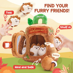 JoyCat Treehouse five-sensory squirrels promote auditory discrimination and interactive play.