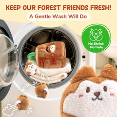 JoyCat Treehouse fabrics are machine-washable for quick cleanup after messy play.