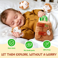 JoyCat Treehouse includes squirrels with rattle, squeaker, and crinkle sounds for varied play.