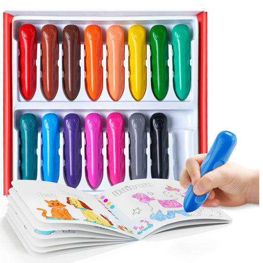 JoyCat 16 colors jumbo crayons with triangular grip for easier toddler coloring