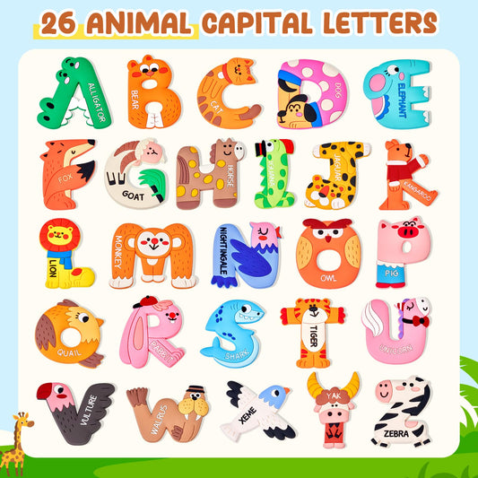 JoyCat uppercase letters on the fridge support early reading and letter recognition.