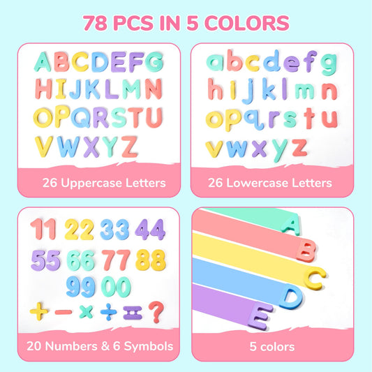 JoyCat uppercase and lowercase letters set in bright colors for recognition