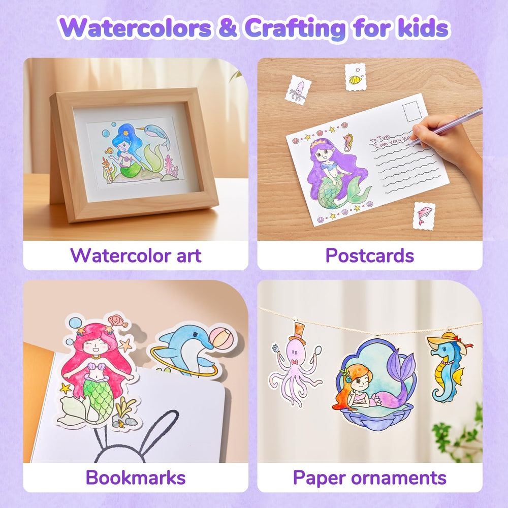 JoyCat watercolor book pages underwater world with thick paper and bleed resistance.