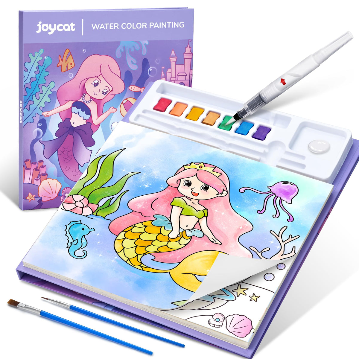 JoyCat watercolor book - underwater world cover inviting kids to start creative play.