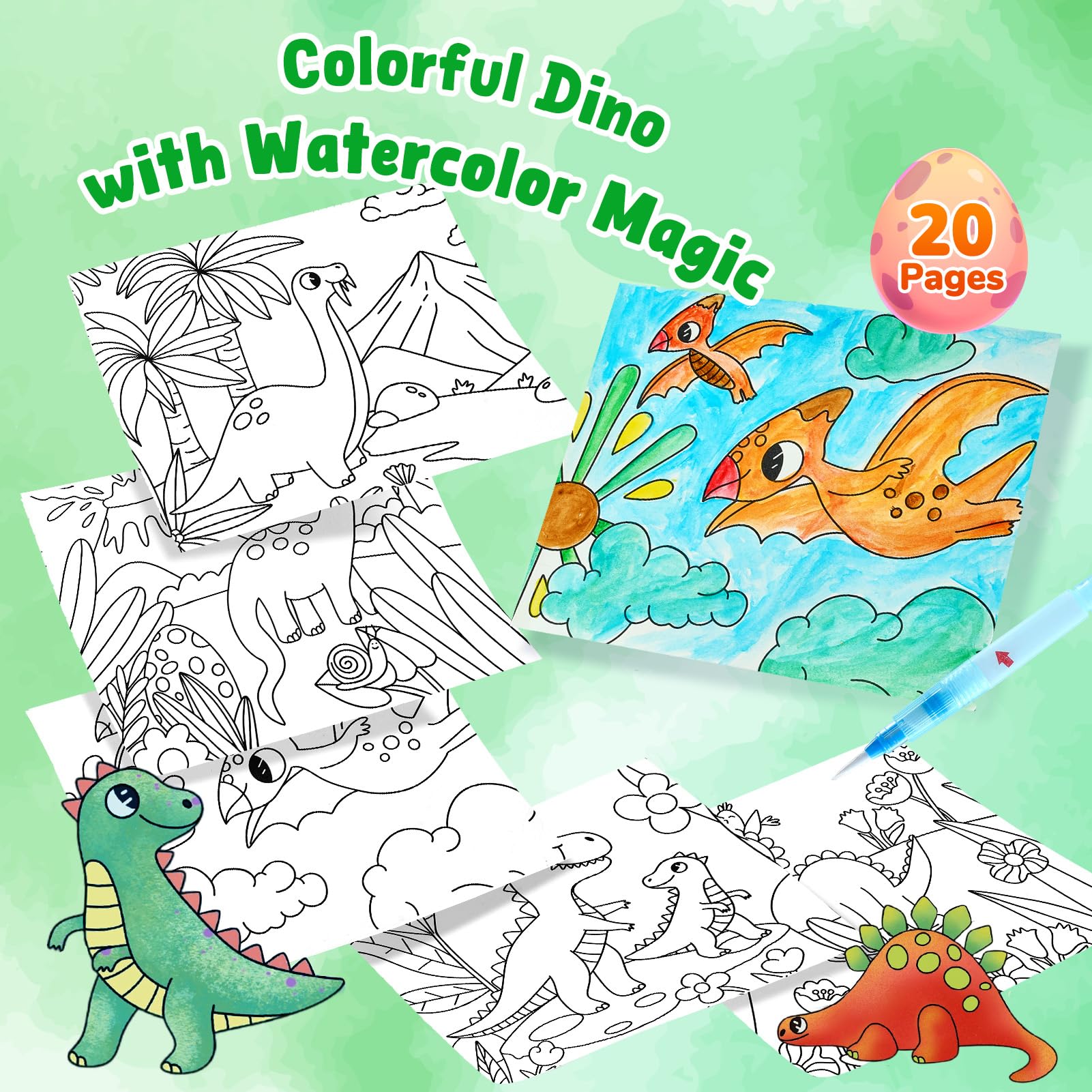 JoyCat water color paint and brush in pack for quick, mess-free creativity.