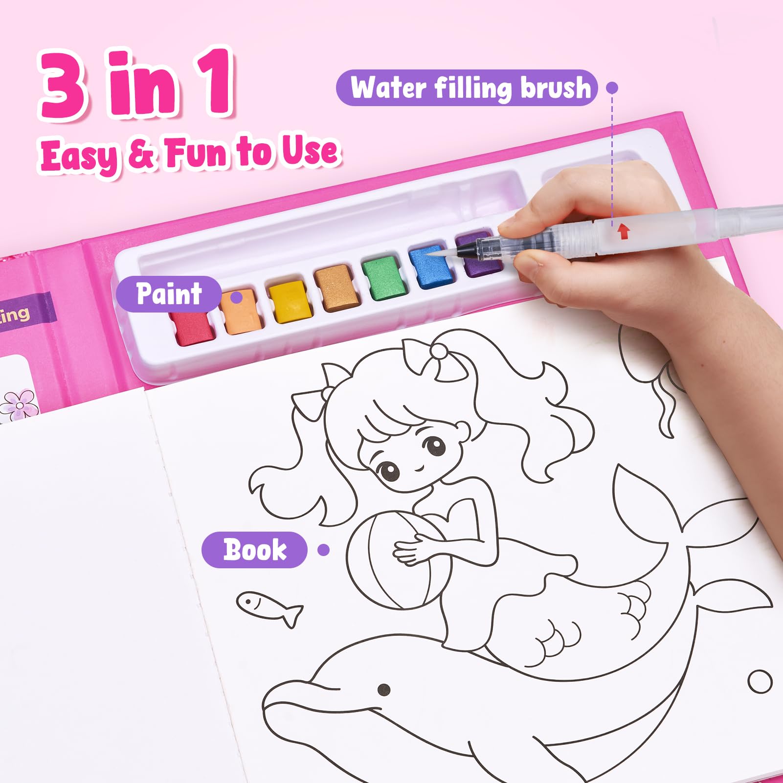 JoyCat seven-color watercolor set—vibrant paints that spark imagination and simple cleanup.