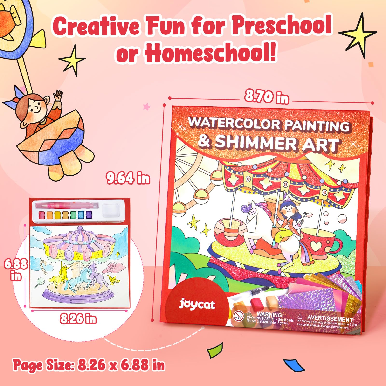 JoyCat watercolor paints set with seven colors; easy to use for budding artists and color blending.
