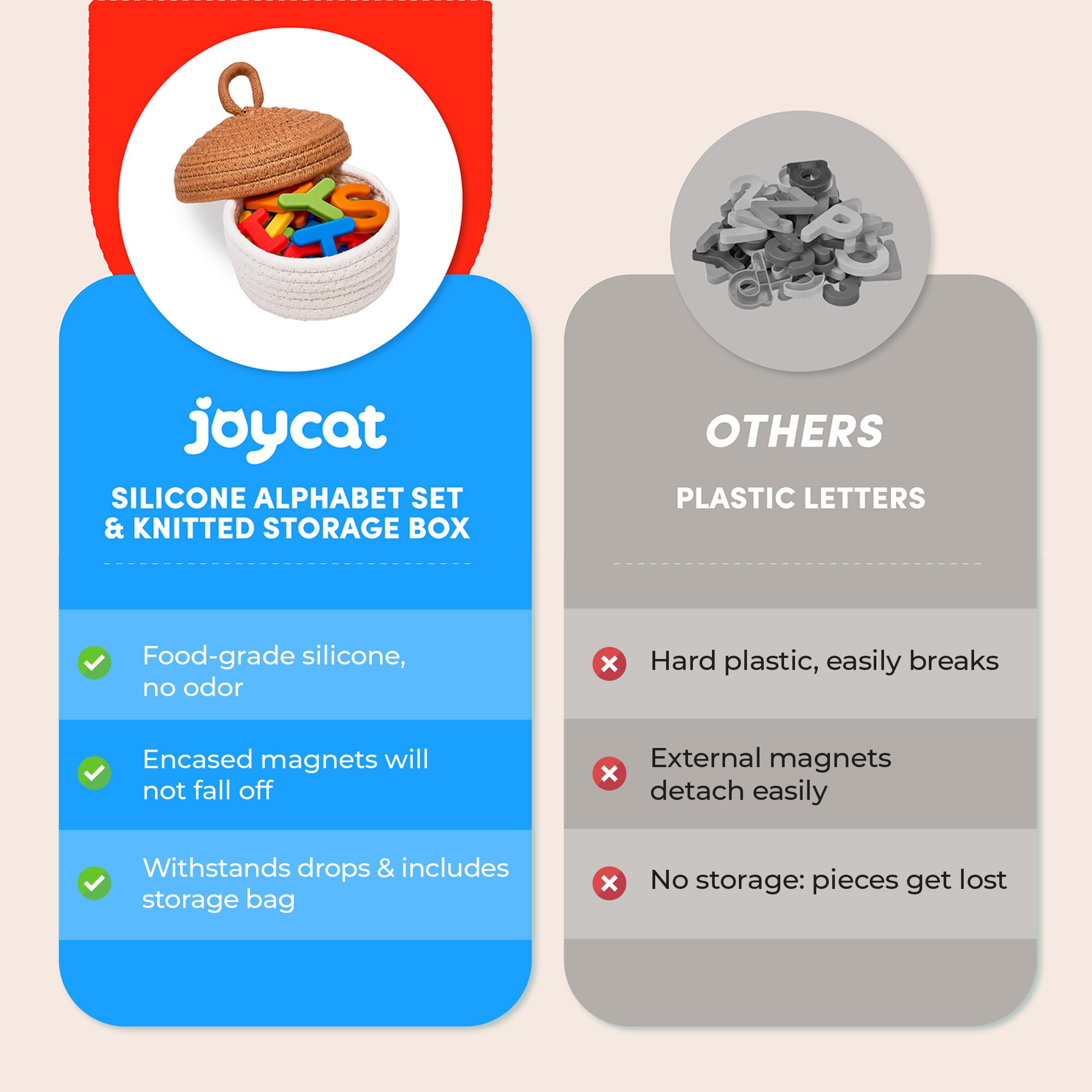 JoyCat silicone is wipe-clean and waterproof for daily use