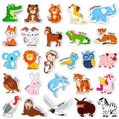 JoyCat wooden magnets with 26 animal designs for fridge play and learning.