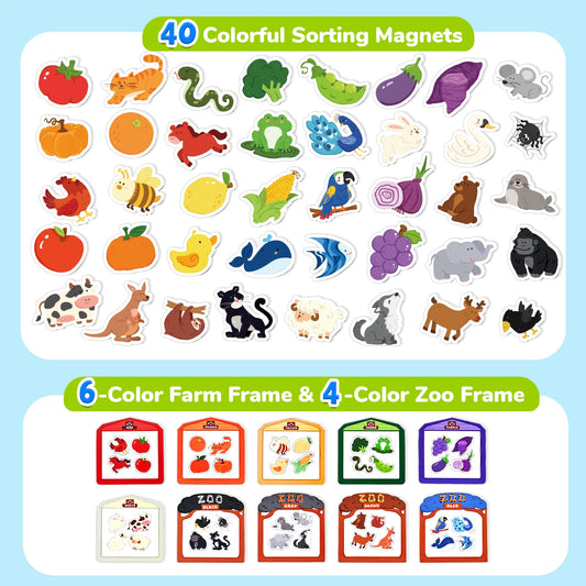 JoyCat zoo magnets on the fridge spark imaginative play and vocabulary growth.