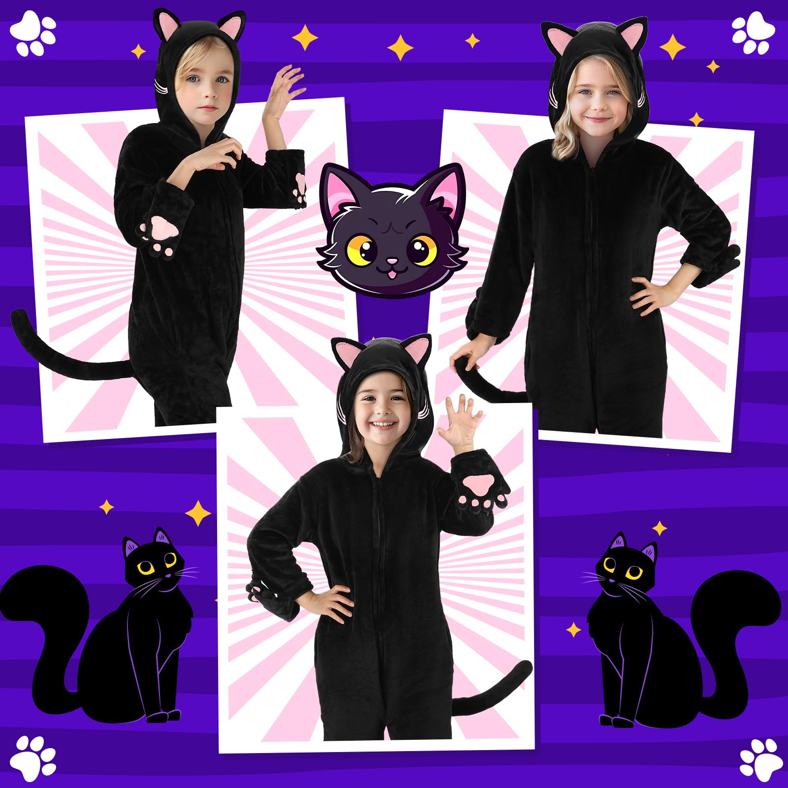 Joycover cat costume for girls features cat-ear embroidery for realism.