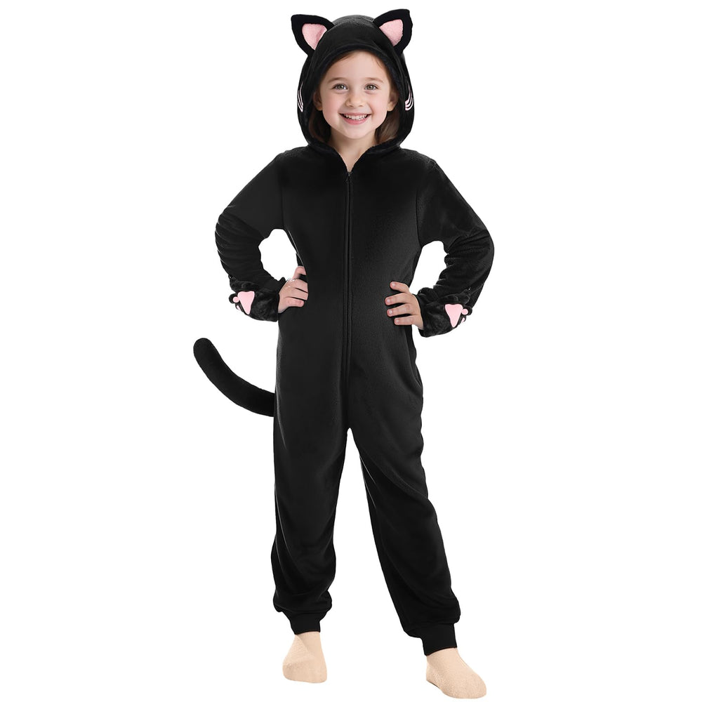 Joycover cat costume for girls with hood and ears, cozy for playtime and Halloween.