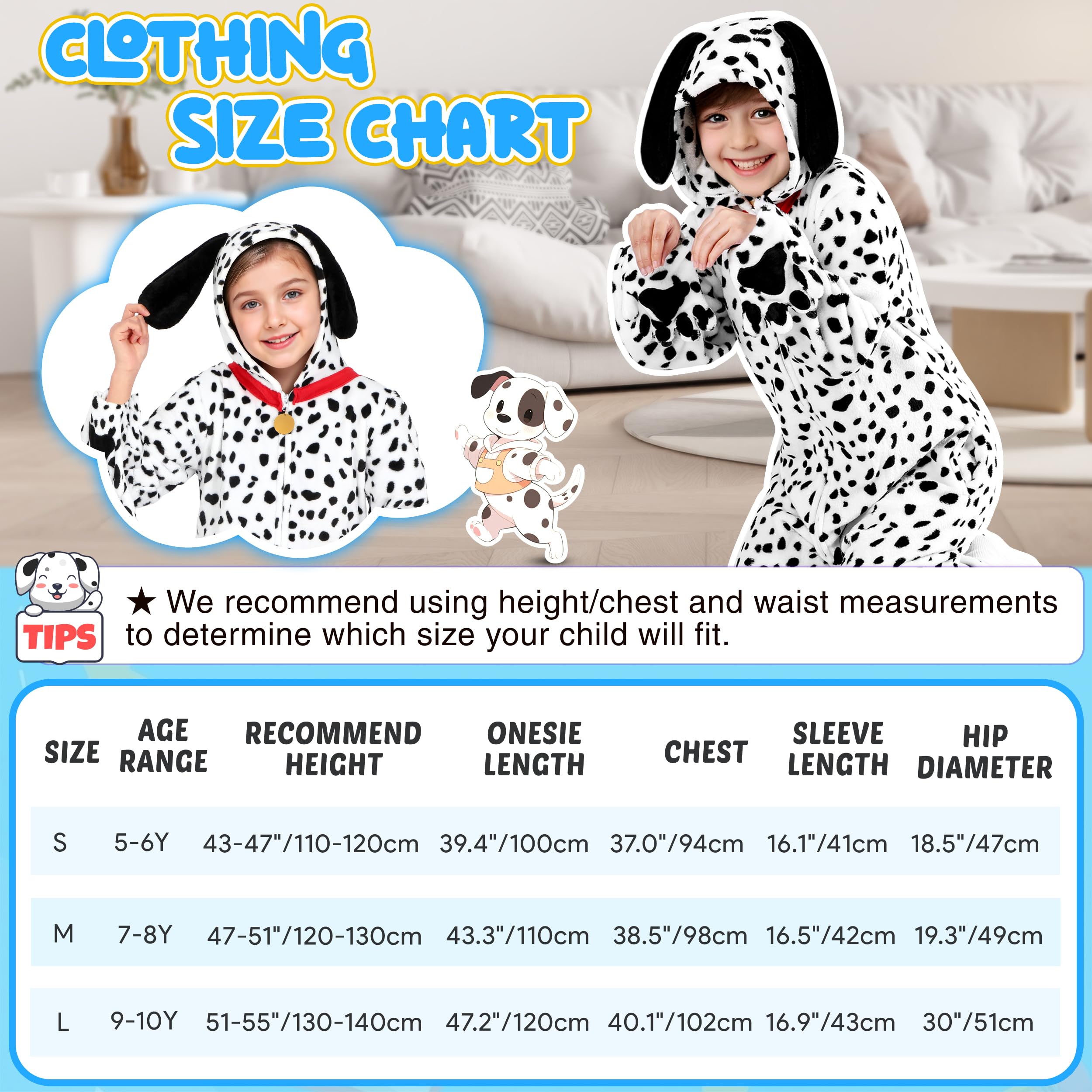 Joycover Dalmatian costume kids ears and tail for authentic, playful look.
