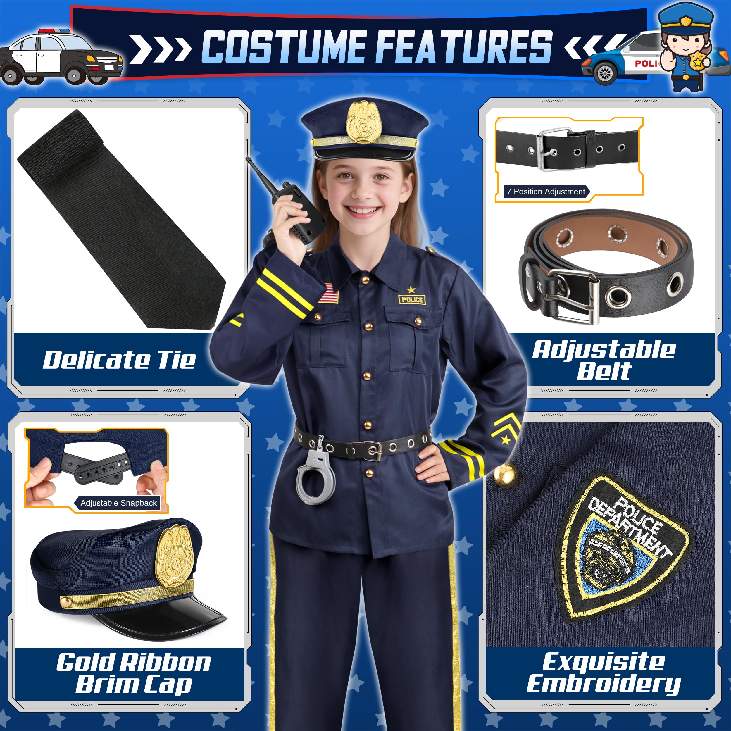 Joycover police costume accessories enhance the authentic dress-up experience.