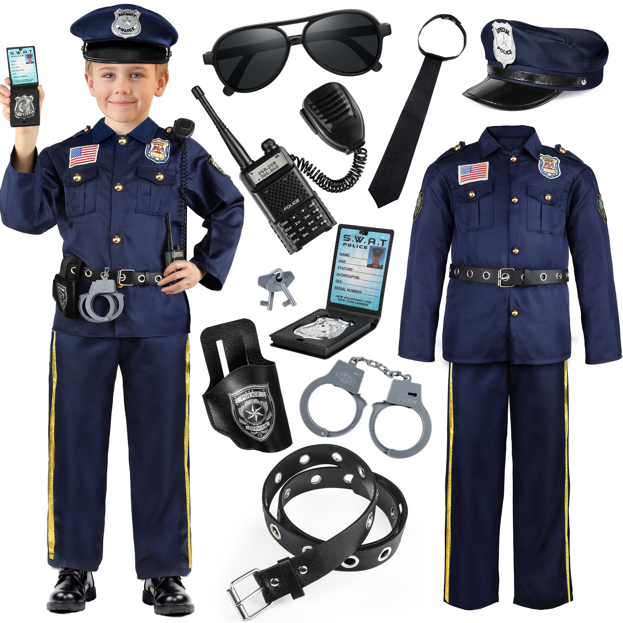 Joycover police costume top with embroidered details for authentic pretend play