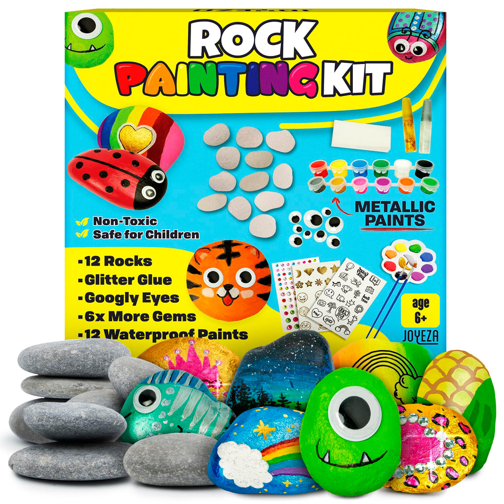 JOYEZA rock paint kit deluxe contents for creative projects.
