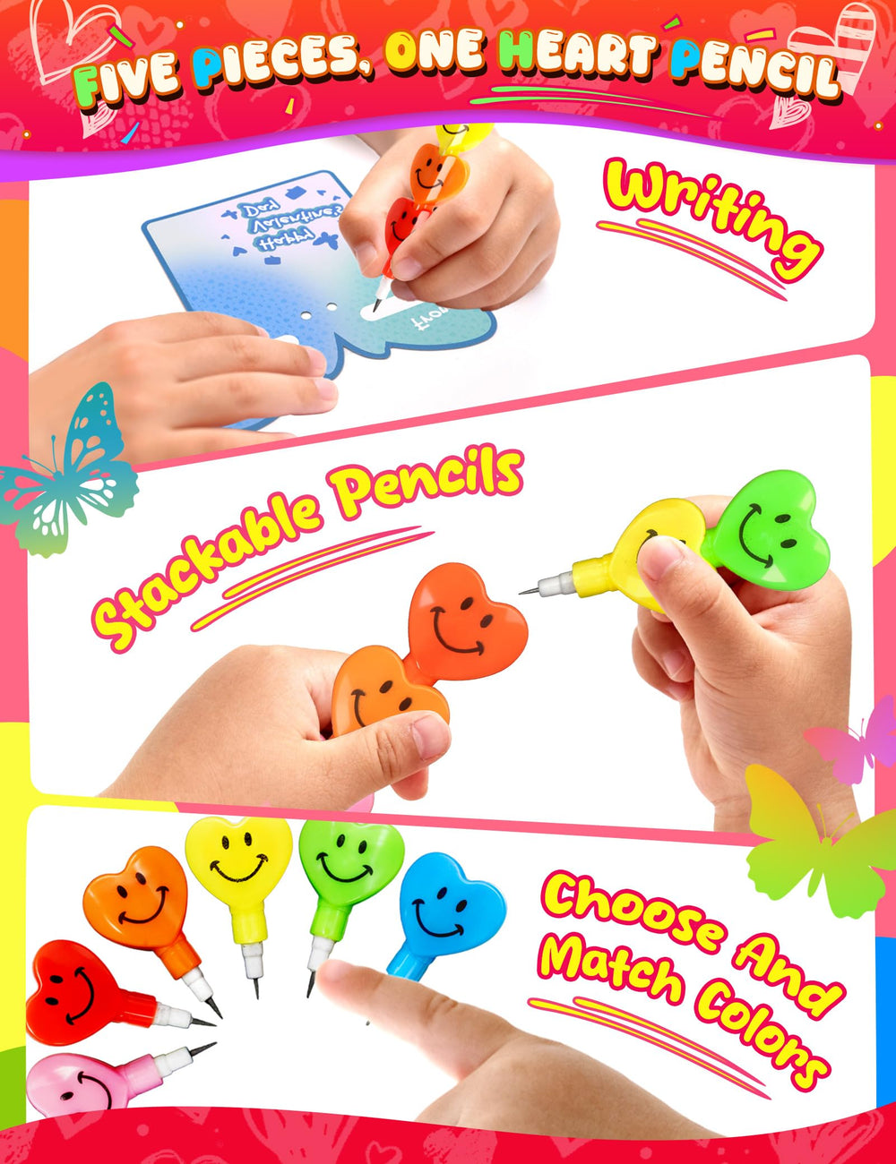 JoyFiesta butterfly card designs add color to kids valentines at school.