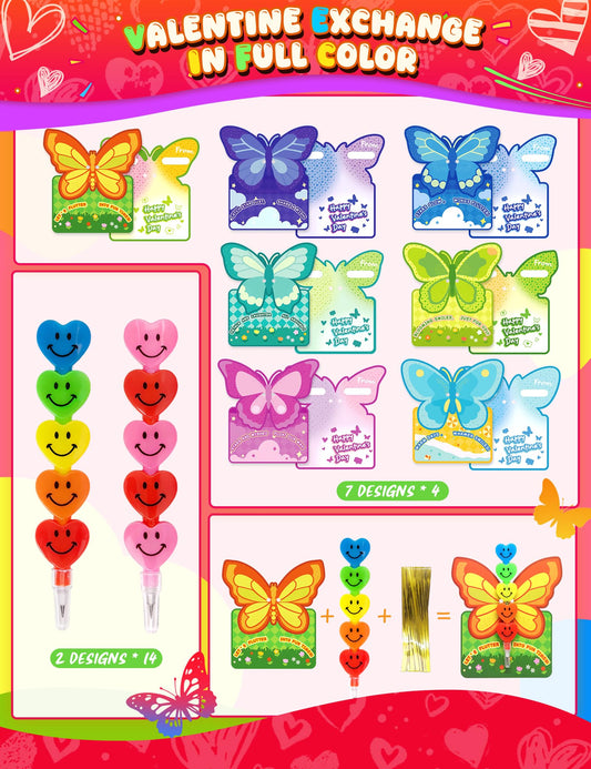 JoyFiesta stacking heart pencils offering multiple uses for writing and drawing.