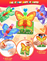 JoyFiesta twist ties attach pencils quickly to butterfly cards.