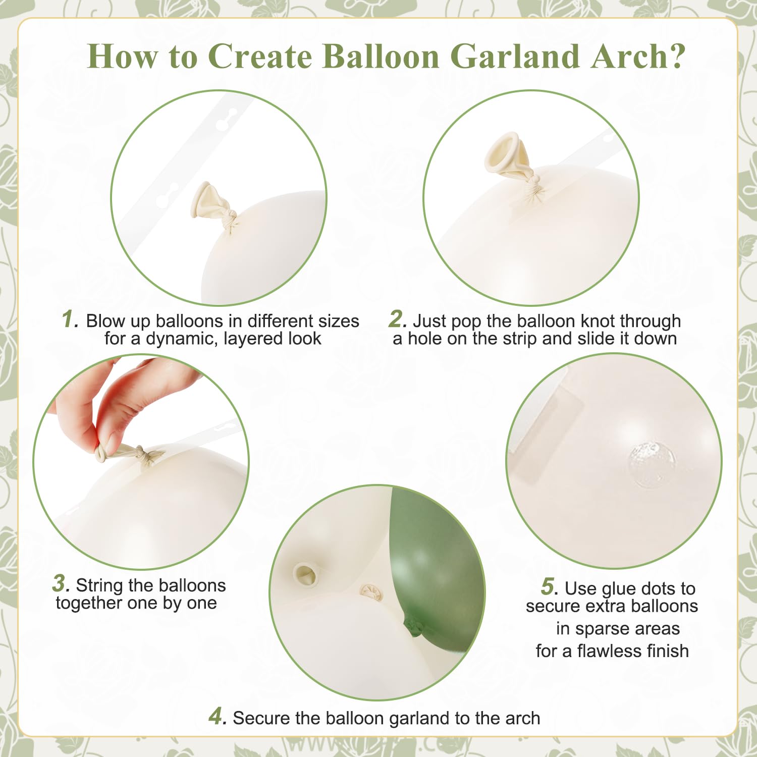 JOYFLOAT balloon chain and glue points for sturdy arch construction