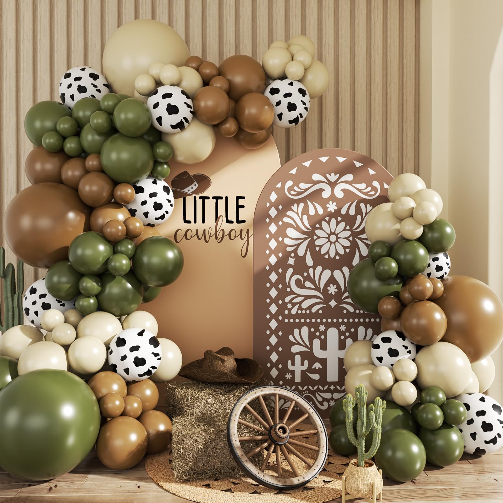 JOYFLOAT Cowboy green cow balloon arch kit for a striking western centerpiece