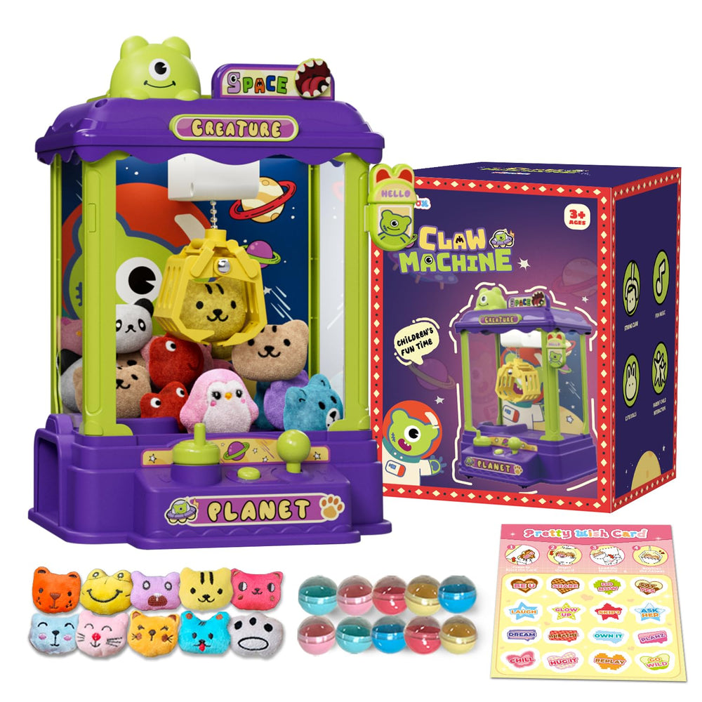 Joyfox mini claw machine front view with monster design for imaginative play