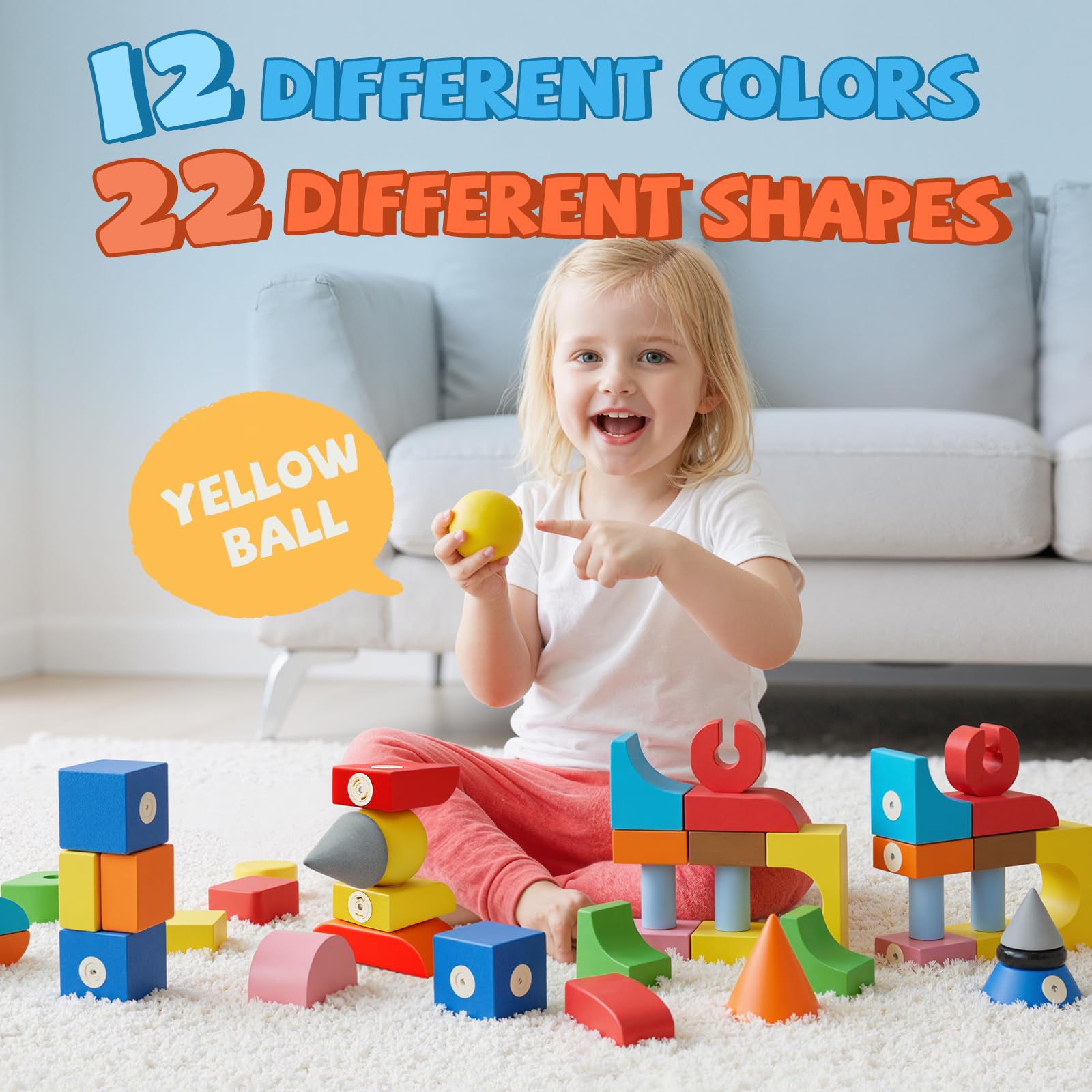 Joyfresh colorful shapes support sensory exploration and creative building.