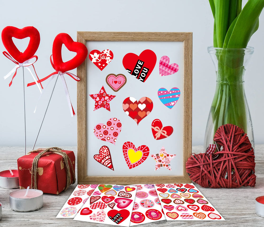Joyful Start love-themed stickers for doors, cups, and phones
