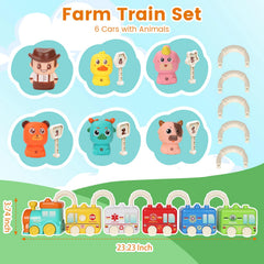 Joyful Xinghai Farm Train rubber animals inside for safe handling.