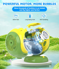 Joyfuture bubble machine showing 75-degree tilt for precise bubble direction.