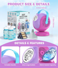 Joyfuture bubble machine box includes bottles and a funnel.