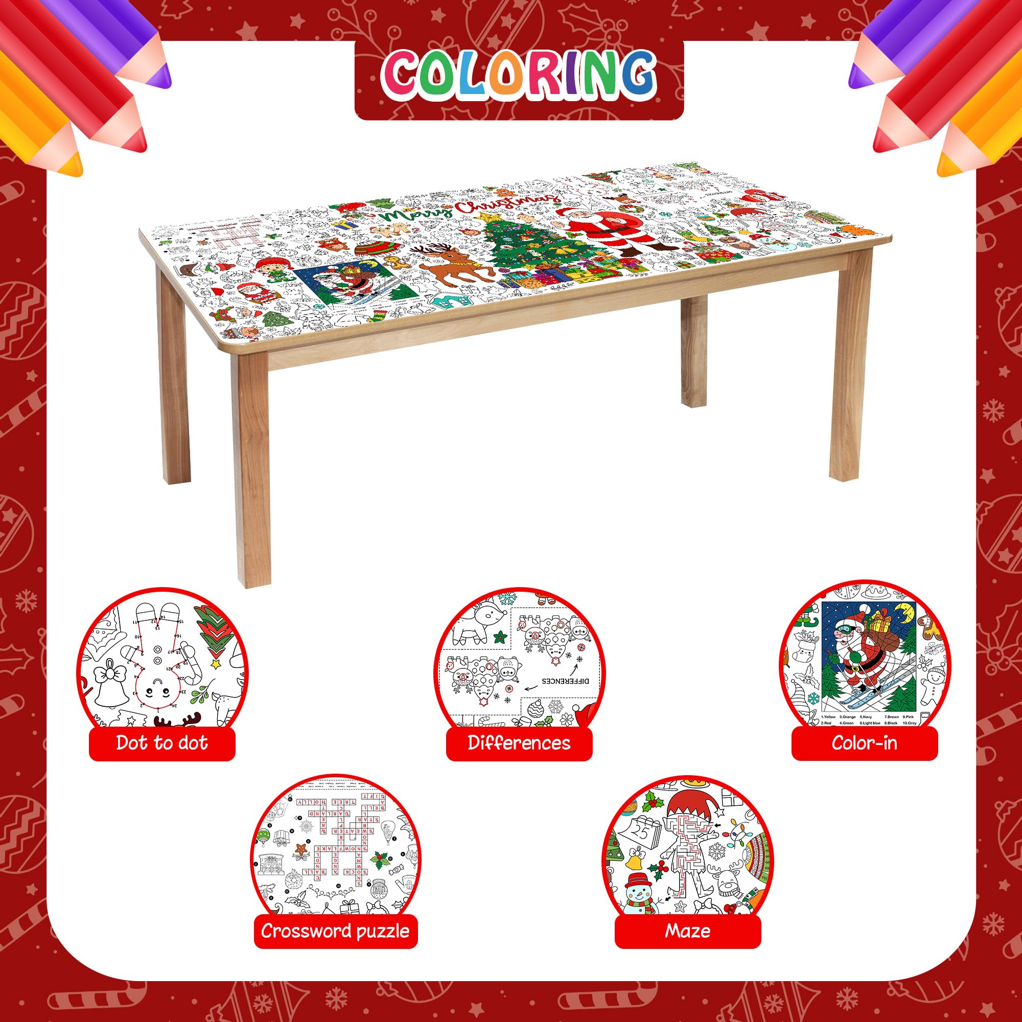 JOYGATHER reindeer design coloring tablecloth for craft time