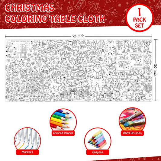 JOYGATHER tablecloth featuring a Christmas tree design for group coloring at parties