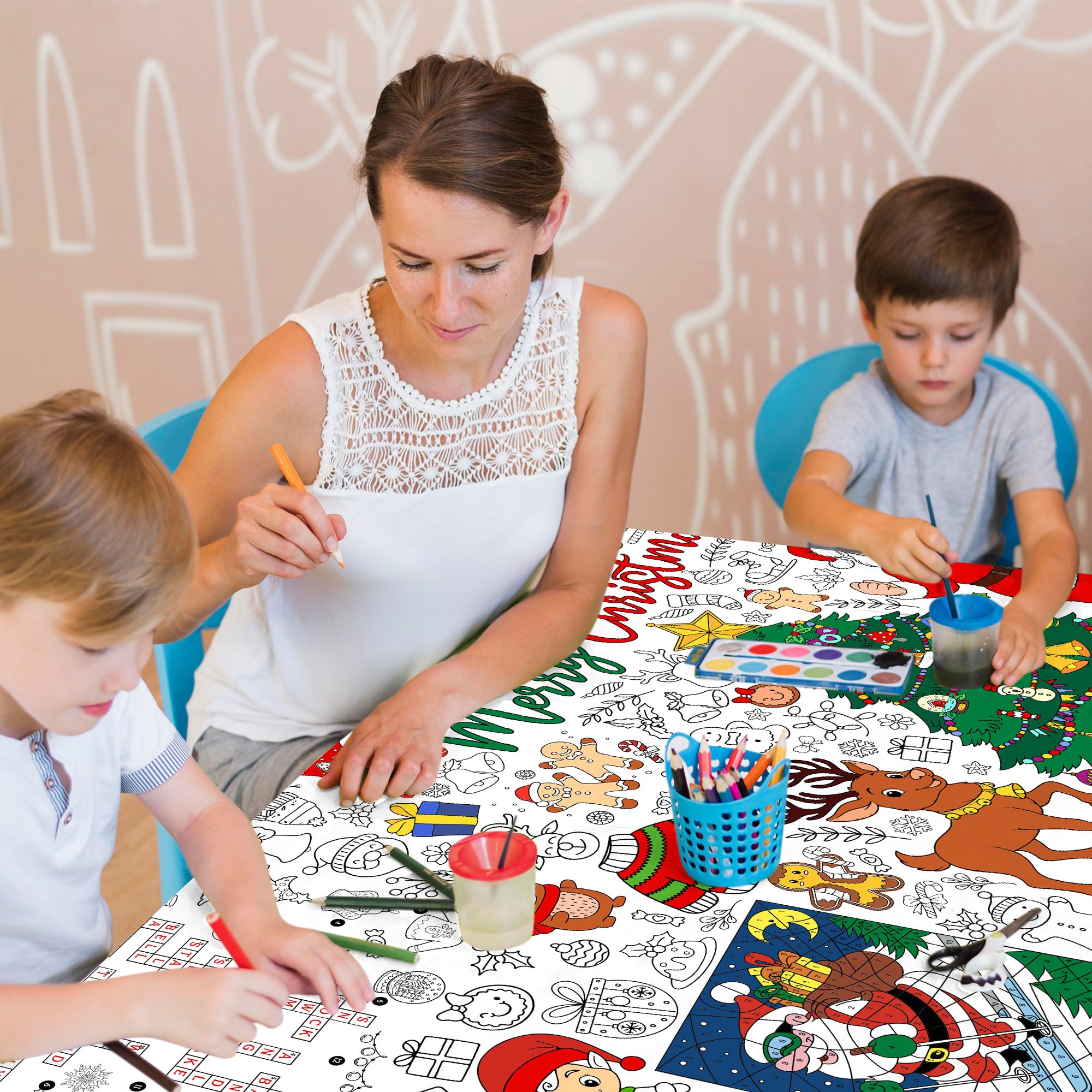 JOYGATHER waterproof, bleed-resistant tablecloth closeup showing durable material