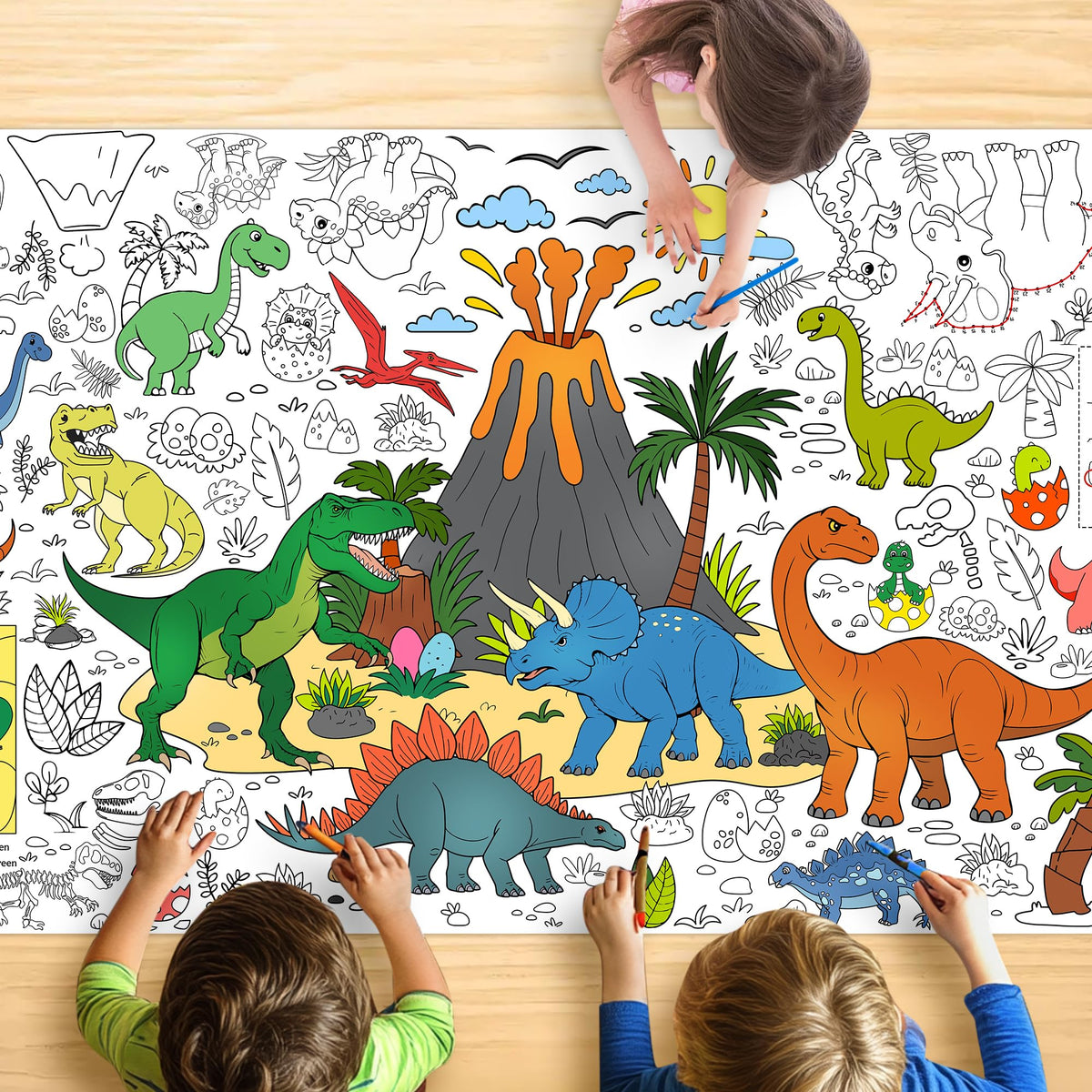 JOYGATHER dinosaur coloring tablecloth giant 30x72 for group coloring sessions.