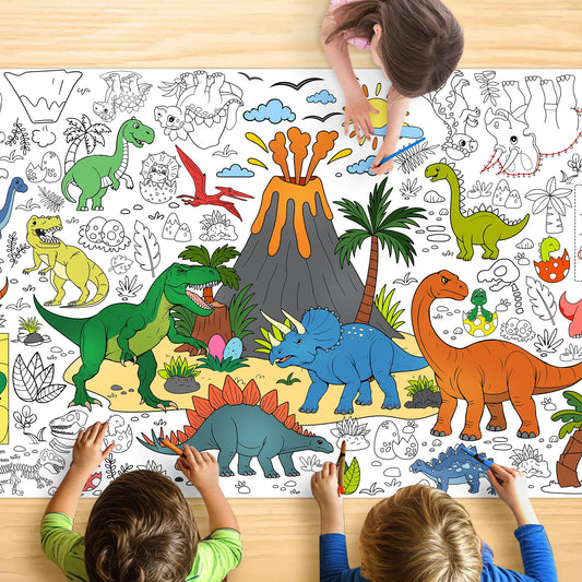 JOYGATHER dinosaur coloring tablecloth giant 30x72 for group coloring sessions.